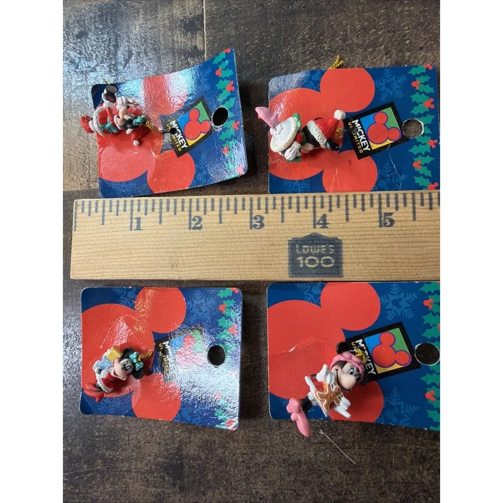 Disney Mickey Unlimited Miniature Minnie Christmas Ornaments Lot of 4 Vintage